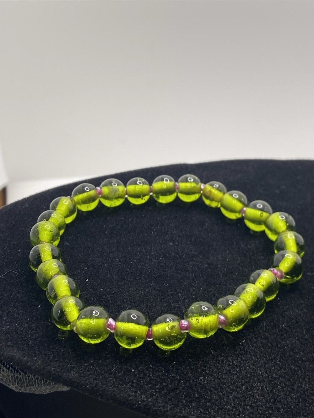 Womens Green Clear Glass Beaded Fashion Bracelet